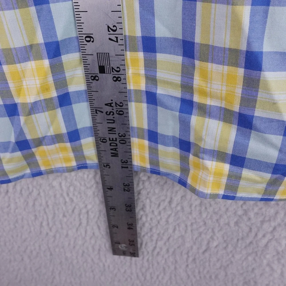 LL Bean Mens XXL Traditional Fit Plaid Button Down Shirt Blue Yellow 519207